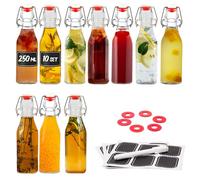 Praknu 10 Bouteilles en Verre 250 ml - Fermeture Mécanique - Bouteille Vide