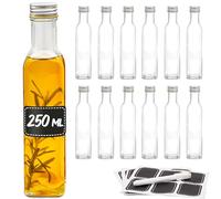 Praknu 12 Bouteilles en Verre 250 ml - Bouchon à Vis - Petite Bouteille