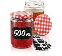 Praknu 12 Pots à Confiture 500 ml - Bocaux en Verre - Pot Conserve à Vis