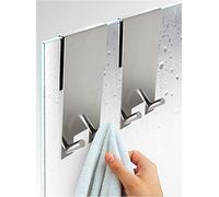 Praknu 2 Crochets Cabine de Douche Inox - Sans Perçage - Porte Serviette | Se clipsent sur les vitres de 6 à 12 mm, intérieur coussiné, acier inoxydable, sans outil, lot de 2 pièces