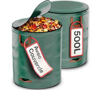 Praknu 2 x Sac Jardin Dechets Verts 500L avec Couvercle - Sac Jardinage Réutilisable avec 4 Poignées Résistantes - Stable & Pliable - Sac Végétaux et Feuilles Mortes