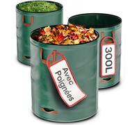 Praknu 3 Sacs Déchets Verts Résistant 300 L - Sac Jardinage Réutilisable | Polypropylène robuste avec 4 poignées, tiennent debout tout seuls, se plient à plat, tontes et branchages