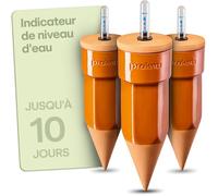 Praknu 3 x Oyas a Planter Terre Cuite avec Couvercle et Indicateur de Niveau d’Eau - Jusqu’à 10 Jours d’Arrosage Automatique - Nettoyage Facile - Distributeur d’Eau pour Les Vacances