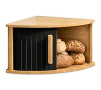 Praknu Boîte à Pain d’Angle en Bois avec Porte Coulissante - Gain de Place - Garde le Pain Frais Plus Longtemps (Blanc) - Montage Facile avec Notice (Noir)