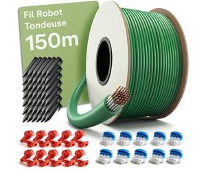 Praknu Câble Robot Tondeuse 150 m - Fil Périphérique - Connecteurs Inclus | Fonctionne avec toutes les marques de robots, tout est prêt à poser, pose rapide autour de la pelouse, kit complet
