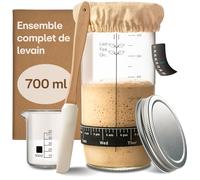 Praknu Kit Levain Naturel en Verre 700 ML - Kit Complet - Guide Débutant