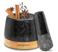 Praknu Mortier et Pilon Cuisine en Granit Petit - Mortier à Épices Herbes