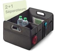 Praknu Organisateur de Coffre Pliable XL - 3 Compartiments Flexibles avec 5 Poches - Fond Antidérapant - Taille Idéale pour l'Organisation de la Voiture - Robuste et Résistant à l'Eau en Tissu Oxford