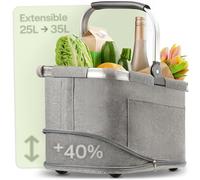 Praknu Panier à Provisions Pliable Gris 25-35 L - Extensible - Cabas Course