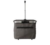 Praknu Panier à Provisions Pliable Gris 25-35 L - Extensible - Cabas Course | S'agrandit de 25 à 35 L selon les courses, cadre aluminium stable, fond renforcé, tissu lavable, poches en plus