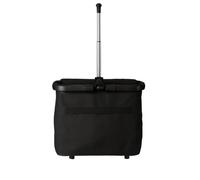 Praknu Panier à Provisions Pliable Noir 15-25 L - Extensible - Cabas Course | S'agrandit de 15 à 25 L selon les courses, cadre aluminium stable, fond renforcé, tissu lavable, poches en plus