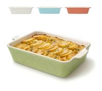 Praknu Plat à Four Rectangulaire 28 cm Vert - Plat à Gratin - Plat Lasagne