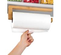 Praknu Porte Sopalin Adhésif en Bois de Bambou FSC® - Gain de Place - Fixation Ferme - Montage Rapide sans Perçage - pour Tous Types de Papier de Cuisine