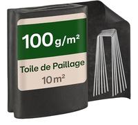 Praknu Toile de Paillage Anti Mauvaises Herbes 100g/m² avec 8 Piquets - Ultra Résistante & Anti-UV - 10² Toile Géotextile Imperméable & Anti-Déchirure - pour Jardins, Carrés Potagers & Terrasses