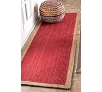 Prakriti Rugs Tapis indien en jute naturelle fait à la main - Tapis d'extérieur - Rouge - 60 cm x 120 cm