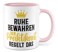 Praktikum Tasse avec inscription en allemand « Geschenk Ruhe bewahren der Praktikant regelt das » - Tasse à café 330 ml en céramique - Praktikant employé humour collègue ami