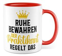 Praktikum Tasse avec inscription en allemand « Geschenk Ruhe bewahren der Praktikant regelt das » - Tasse à café 330 ml en céramique - Praktikant employé humour collègue ami