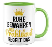 Praktikum Tasse avec inscription en allemand « Geschenk Ruhe bewahren der Praktikant regelt das » - Tasse à café 330 ml en céramique - Praktikant employé humour collègue ami