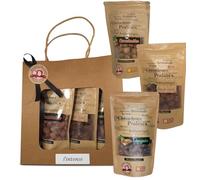 Pralines à l’Ancienne - Coffret Cadeau Pralines « Intense » - Chouchous Friandise Artisanale- Amandes, Fèves de Cacao, Cacahuètes - 3 Sachets Encas Apéritif -400 gr- Fabriquées en France