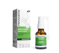 PRANARÔM - Aromaforce - Spray Gorge Action 3 En 1 - Aux Huiles Essentielles - Menthe Poivrée - Aide au soulagement de La Gorge - Vegan - 15 ml
