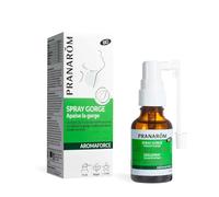PRANARÔM - Aromaforce - Spray Gorge Action 3 En 1 - Aux Huiles Essentielles - Menthe Poivrée - Aide au soulagement de La Gorge - Vegan - 15 ml