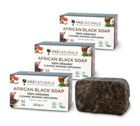 PraNaturals Savon Noir Africain 3x 200g, Bio 100% Biologique | De Source Éthique et Fabriqué à la Main au Ghana, pour Tous les Types de Peau