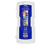 Prang Demi-godets de peinture aquarelle avec pinceau et couvercle, rechargeable, 16 couleurs assorties, (01600)