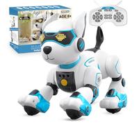 PRANITE Chien Robot, Chien Robot Programmable pour Enfants Télécommandé, Rechargeable, Imitation d'animal, Contrôle Vocal, Contrôle par Gestes, Musique, Danse, pour Garçons et Filles