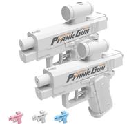 Prank Water Gun Shoots Backwards, Realistic Small Pranks Squirt Guns, Trick Two-Way Watergun Toy, Creative Reverse Waterguns, from Front & Back, Fun Gift for Office & School Pool Parties(2*White)