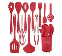 Pranski Lot de 12 ustensiles de cuisine en silicone - Passe au lave-vaisselle - 200 °C - Résistants à la chaleur - Antiadhésifs