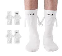 PRAOAHEI Lot de 2 paires de chaussettes magnétiques avec mains 35-41 main avec bras magnétiques - Cadeau amusant pour la Saint-Valentin, un anniversaire, une femme, un homme, un ami, une famille, un