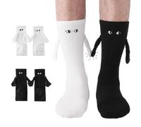 PRAOAHEI Lot de 2 paires de chaussettes magnétiques avec mains 35-41 main avec bras magnétiques - Cadeau amusant pour la Saint-Valentin, un anniversaire, une femme, un homme, un ami, une famille, un