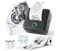 PRAOAHEI Mini imprimante photo portable avec 10 rouleaux de papier d'impression, imprimante d'étiquettes Bluetooth, imprimante thermique pour notes, photos, agendas, bricolage, compatible avec iOS et