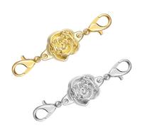 PRAOFRT 2 Pièces Fermoir Mousqueton pour Bracelet et Collier en Acier Inoxydable avec Pinces pour la Fabrication de Bijoux (Roses)