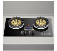 Prapeuse À Gaz De 5,2 KW 2 Brûleurs, 9 Cavité High Fire Stove, Porte-plage En Fonte En Verre Trempé Noir, Cuisinière À Gaz De Cuisine De Taille De Flamme Réglable(NG)