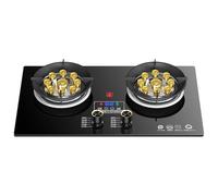 Prapeuse À Gaz De 5,2 KW 2 Brûleurs, 9 Cavité High Fire Stove, Porte-plage En Fonte En Verre Trempé Noir, Cuisinière À Gaz De Cuisine De Taille De Flamme Réglable, Pour La Cuisine De Cuisine(LPG)