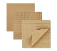 Prasacco 3 paquets de notes adhésives 7,6 x 7,6 cm Notes Esthétiques Sticky Notes avec des trames de lignes Mignonnes notes adhésives neutres lignées Blocs mémo pour, 80 feuilles/bloc, marron