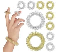 Prasacco Lot de 10 anneaux sensoriels à picots pour l'acupression - Bracelets de massage du poignet - Jouets sensoriels silencieux - Réducteur de stress et masseur