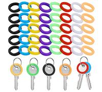 Prasacco Lot de 40 couvre-clés, clés colorées, identifiez vos clés avec des étiquettes rondes, 8 couleurs