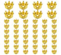 Prasacco Lot de 50 mini couronnes décoratives - Petites couronnes dorées - Mini cadeaux - Bricolage - Accessoires de bricolage - Breloques de Noël - Décoration de table pour bracelets - Bricolage