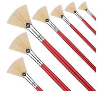 Prasacco Lot de 7 pinceaux éventails pour peinture - Pinceaux à poils longs - Pour peinture acrylique, acrylique, huile et aquarelle