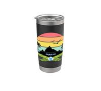 Praslin Seychelles Palmiers sur une Île avec des Fleurs Gobelet isotherme en acier inoxydable double paroi
