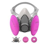 Prassia Masque Protection Réutilisable Avec Filtre Anti Poussière,Masque a Gaz Respiratoire avec Filtre pour Pulvérisation,Peinture,Travaux, Produits Chimiques,Bricolage,Ponçage Rouge