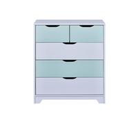 Prati commode 5 tiroirs gris clair, menthe verte.