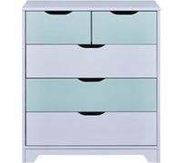 Prati commode 5 tiroirs gris clair, menthe verte. Vert G