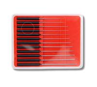 PRATICO MV - Assortiment de 12 équarrissoirs avec Manche, Ø 0,05mm à 0,55mm, pour l'horlogerie ou la mécanique de précision
