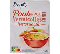 Pratique et rapide à préparer - SIMPL Soupe déshydratée poule aux vermicelles, format 54g, Nutriscore B - Lot de 6