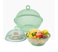 Pratique Métal Fruits Corbeille cloche alimentaire anti insectes - Corbeille a Fruit Avec Couvercle- bols de service pour fruits, bonbons, collations, verte （Jeu de 2 ）