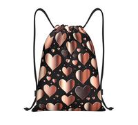 Pratique Sac à Dos à Cordon Cœur d'amour en Or Roses Sacs à Cordon Léger Sac de Gym pour Voyage École Gym 36X42cm
