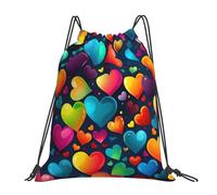 Pratique Sac à Dos à Cordon Galaxie de cœur d'amour colorée Sacs de Sport à Cordon Léger Sac de Gym pour Gym Homme École 36X42cm